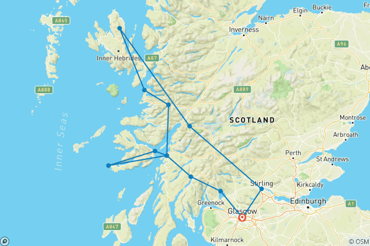 Map of Isle of Skye, Mull & Iona