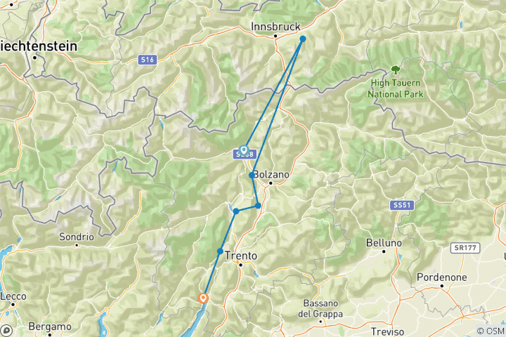 Map of Hiking tour Merano - Lake Garda