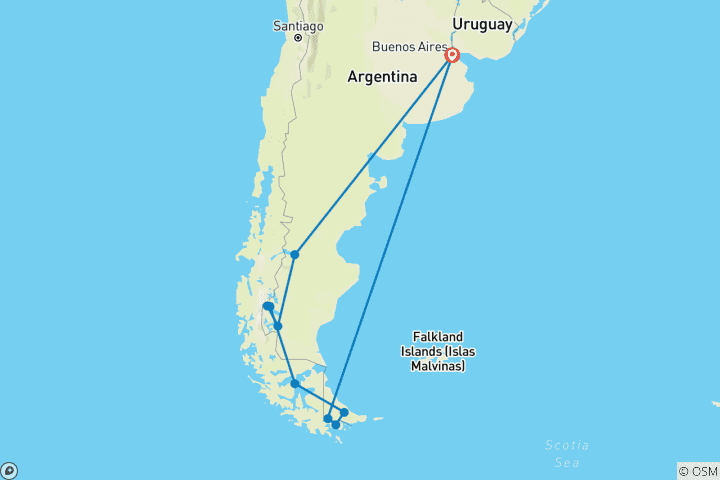 Map of National Parks in Patagonia