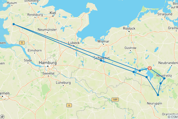 Map of Around Muritz & Lake Plau