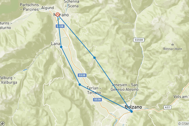 Map of South Tyrolean Wine and Alpine Pasture Trail