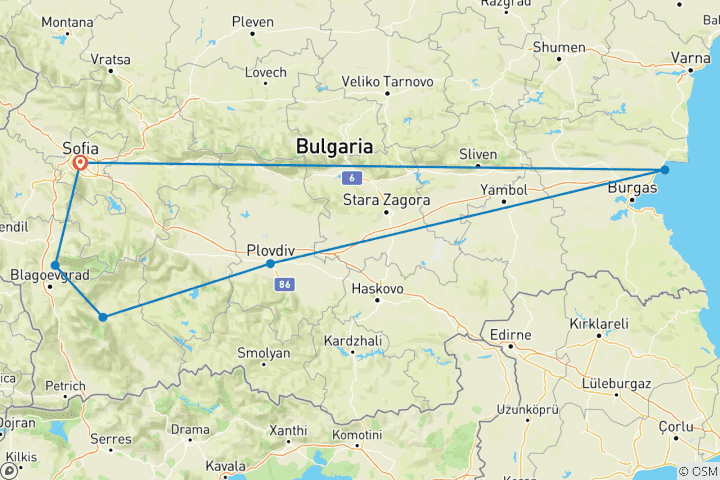 Map of Budget friendly family tour of Bulgaria - seaside and mountains