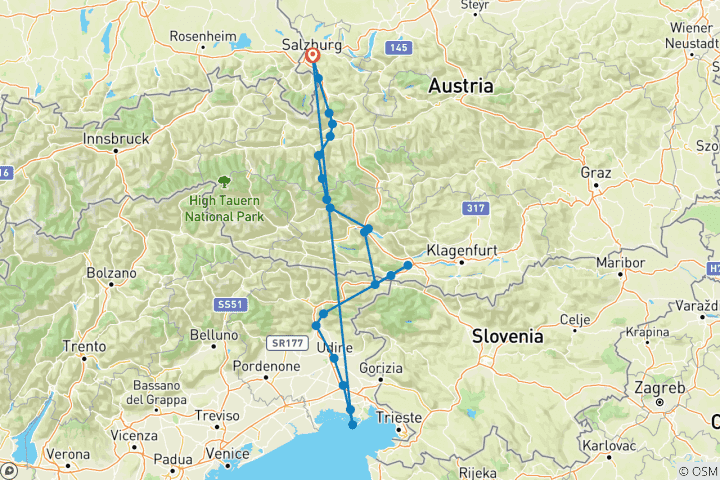 Map of Experience the Alpe-Adria cycle path in comfort