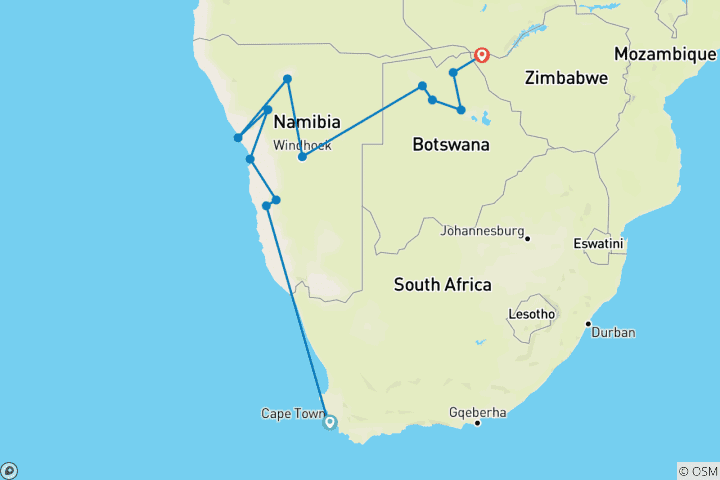 Map of Cape to Victoria Falls Explorer