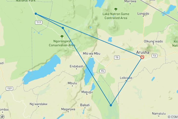 Carte du circuit Le luxe en Tanzanie : Safari de luxe pour les Big Five