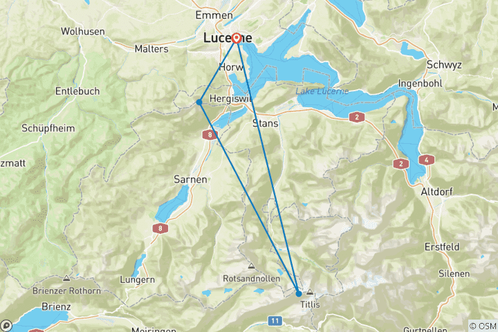 Map of 4 day trip to Lucerne