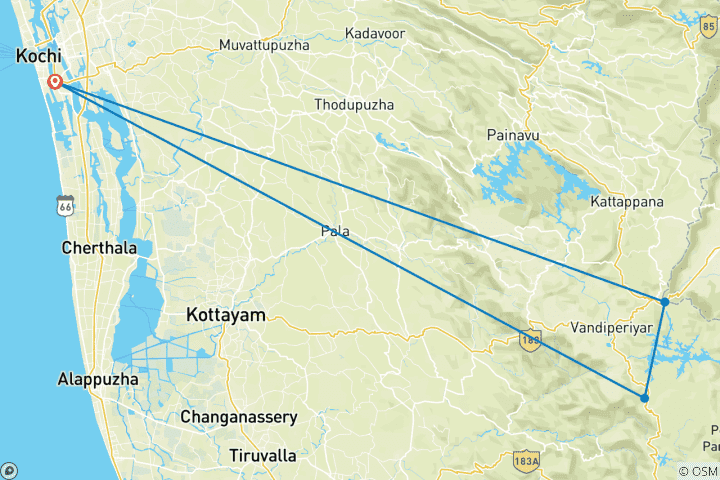 Map of From Kochi: 3-Day Periyar Wildlife Sanctuary Tour!