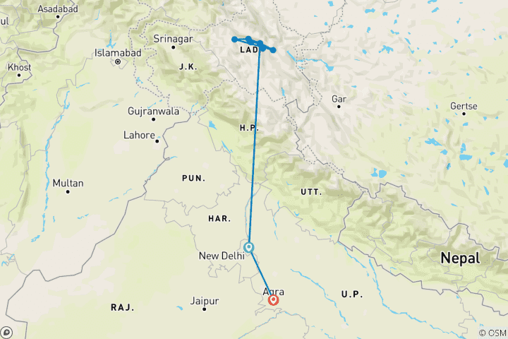 Map of Losar in Ladakh New Year celebrations on the roof of the World