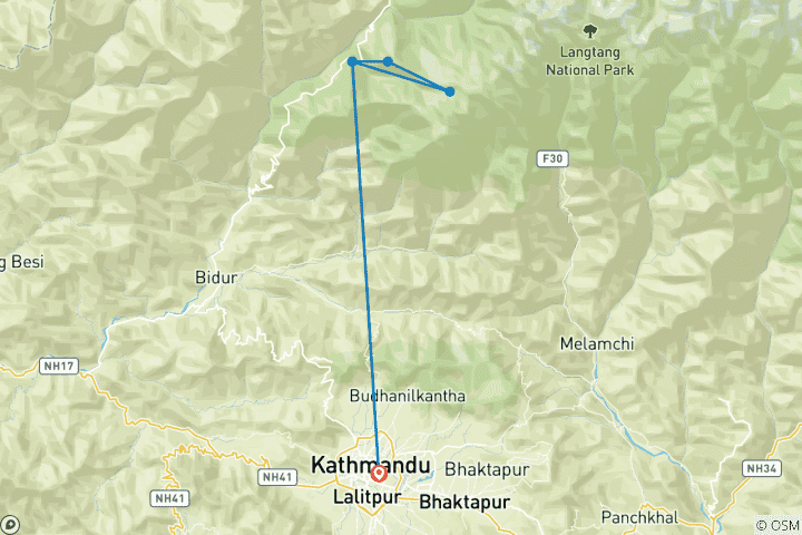 Map of Gosaikunda Trek - 5 Days