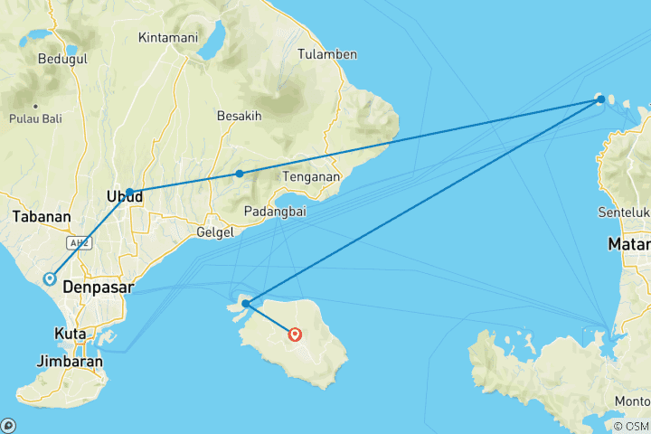 Map of 15 Days Hidden Gems Honeymoon of Bali (private guide & driver）