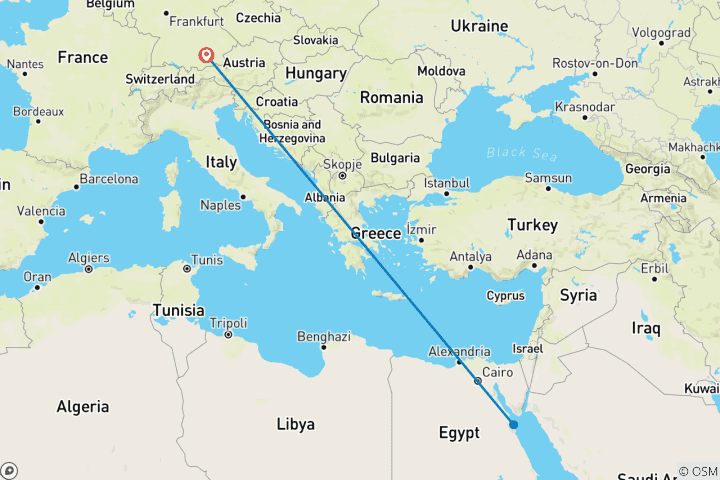 Carte du circuit 5 jours à Hurghada, y compris le vol de/vers l'aéroport de Munich