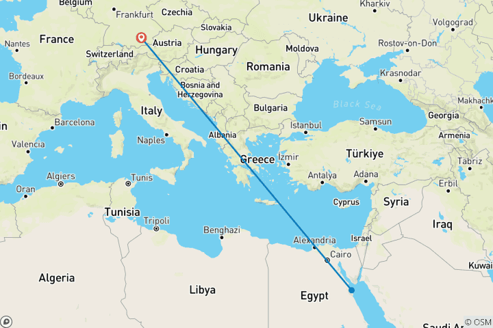 Map of 5 Day Hurghada including Flight from/to Munich Airport