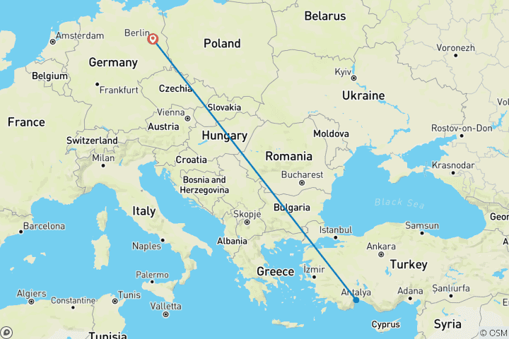 Map of 5 Day Antalya including Flight from/to Berlin Airport