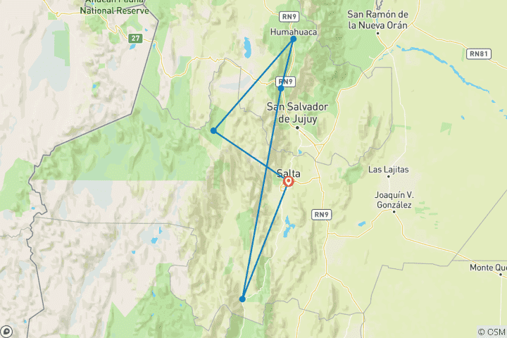 Map of 6-Days Discovering Salta & Jujuy: with Train To The Clouds