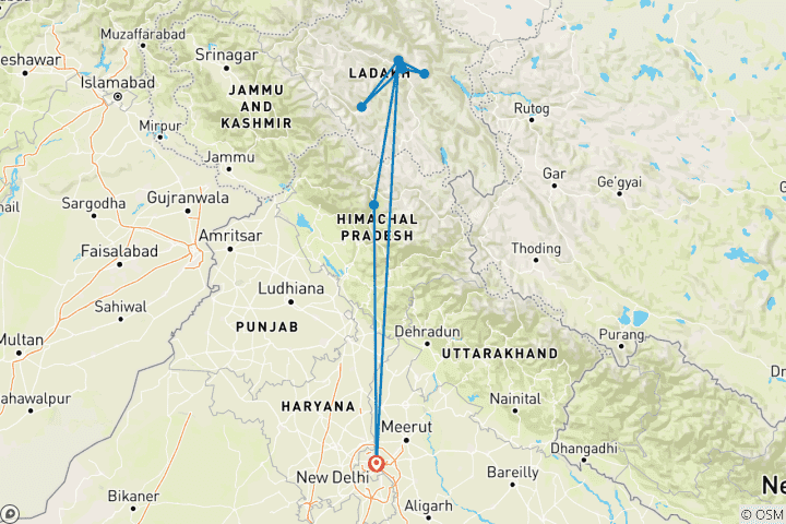 Map of Ladakh High Trails