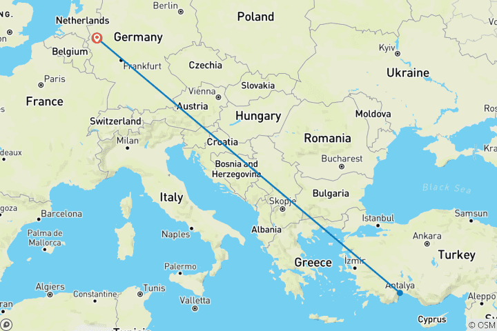 Map of 5 Day Antalya including Flight from/to Dusseldorf Airport