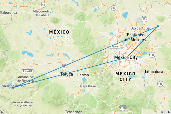 Mapa de La migración de la mariposa monarca en México