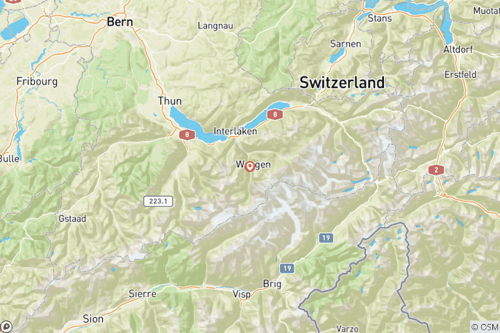 Carte du circuit Alpes suisses actives (4 jours)