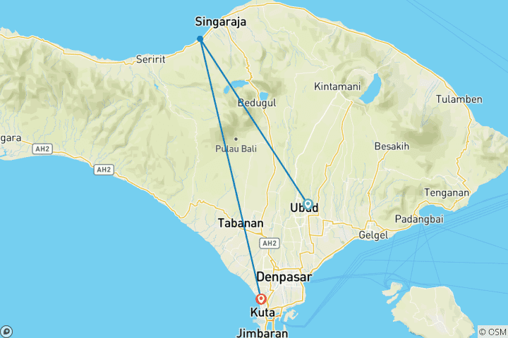 Map of 8 Days Beautiful Bali & Lovina Dolphin (private guide & driver）