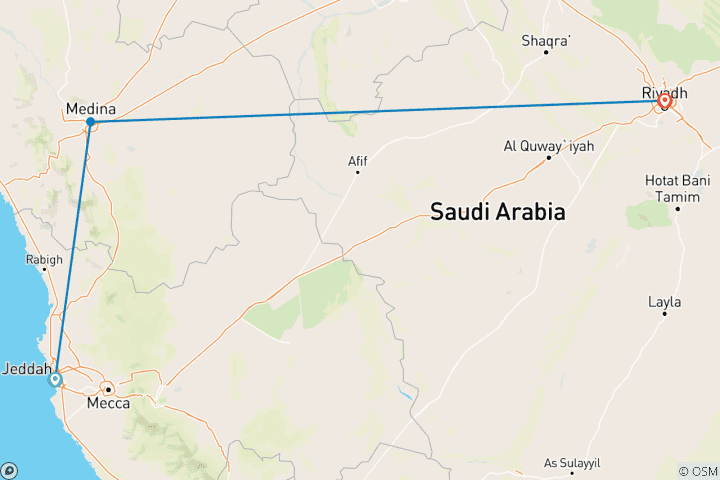 Map of Small group tour Saudi Arabia