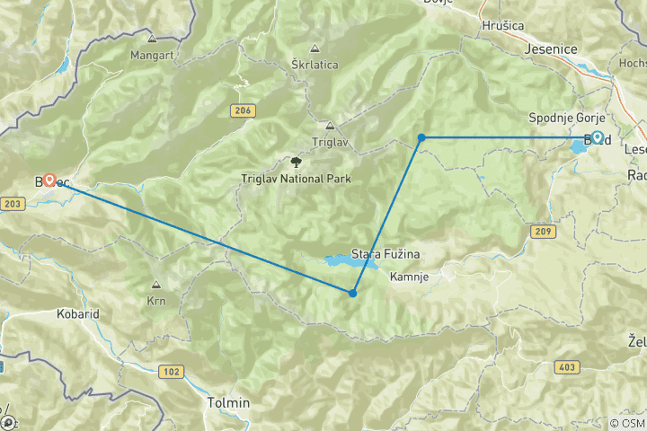 Map of Julian Alps Traverse