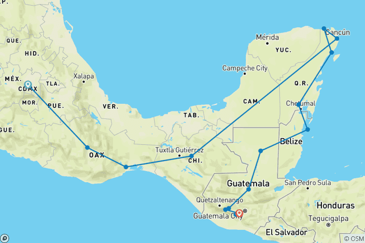 Map of Epic Central America 28 days