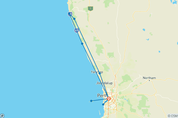 Map of Perth 5-day Stopover Program