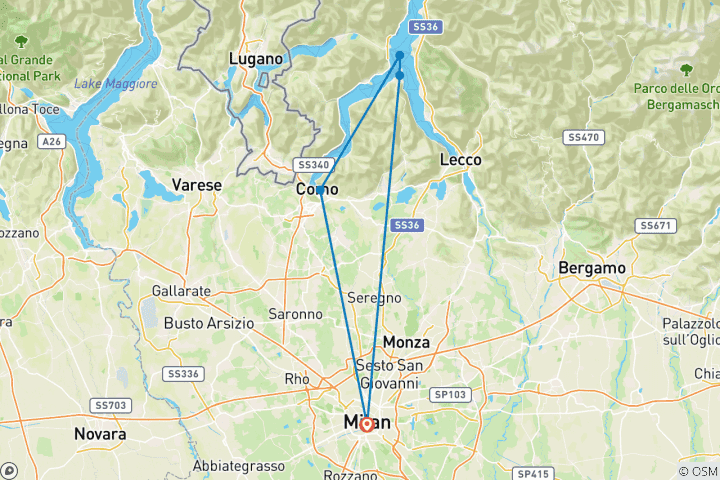 Map of Magic of Milan & Lake Como - 4 Days