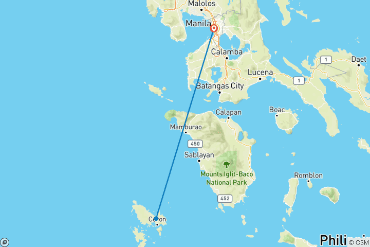 Map of Manila & Palawan Explorer (3-4 Star) - 8 days