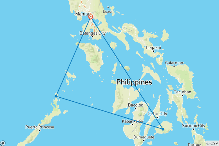 Map of Manila, Bohol & El Nido (3 Star) - 8 days