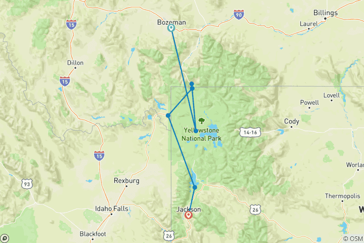 Map of Grand Teton & Yellowstone Explorer - 5 days