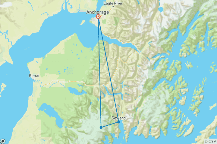 Map of Alaska Kenai Camping - 4 days