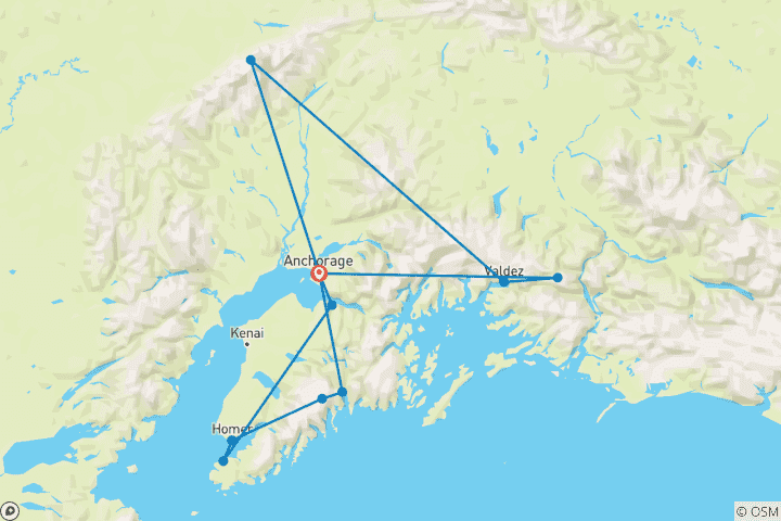 Map of Awesome Alaska Camping - 20 days