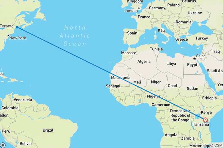 Map of 7-day Kilimanjaro via the Lemosho Route