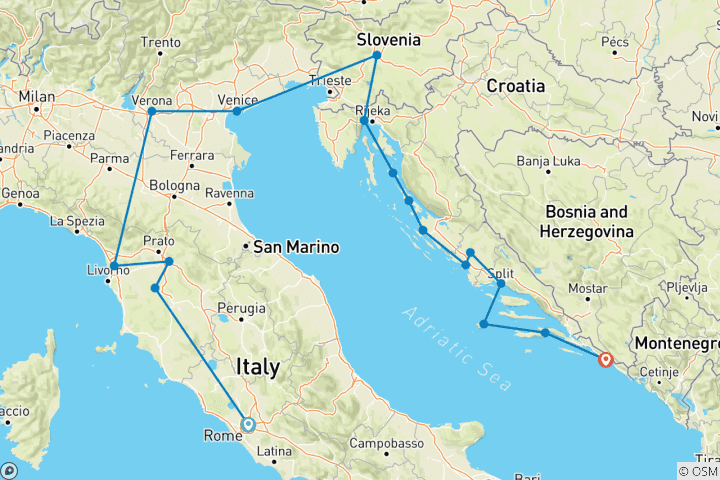 Map of Italy Escape with Adriatic Cruise Rome to Dubrovnik (2026)