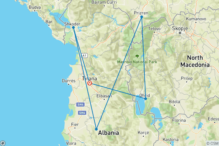 Map of 7-Day Cultural Adventure - Albania, North Macedonia & Kosovo