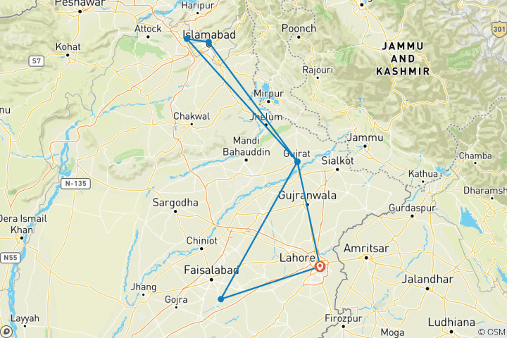 Map of Premium Sikh Pilgrimage Tour: Explore Kartarpur and Nankana Sahib in Pakistan