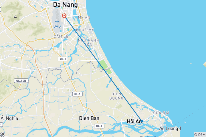 Map of From Da Nang: Lady Buddha, Marble Mountains, and Hoi An City by Night | Vietnam