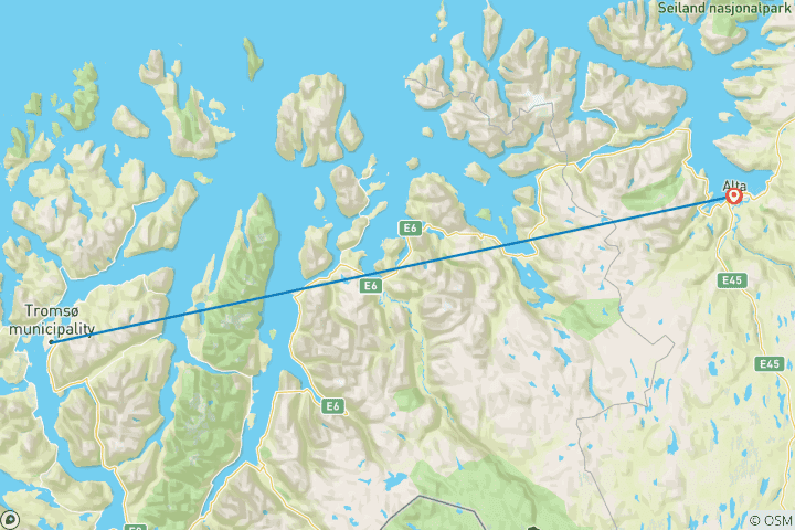 Mapa de 5 días - Aventura ártica en Tromsø y Alta