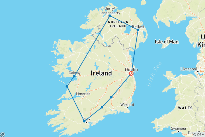 Map of Ireland in a Week (Classic, Winter, 8 Days)