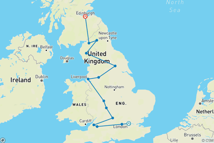 Map of England in a Week (Classic, Winter, 6 Days)