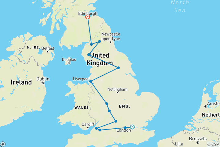 Map of England in a Week (Classic, Summer, 6 Days)