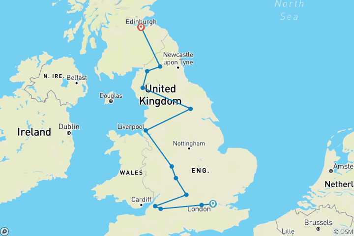 Map of England in a Week (Classic, Summer, 6 Days)