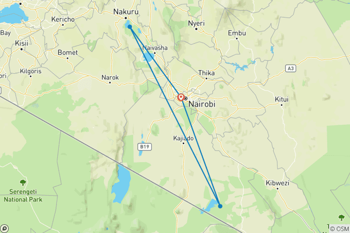 Map of Kenya: 6-Day Wildebeests Kenyan Migration Safari