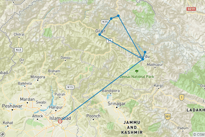 Map of Patundas Trek - Trekking to the Roof of Hunza (Premium)