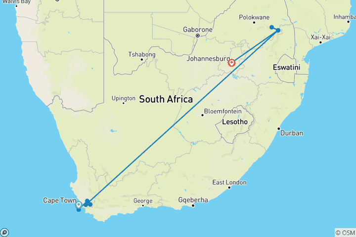 Map of Cape Town & Fly-In Safari