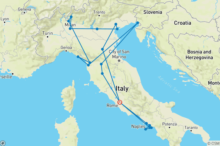 Kaart van Eenvoudig Italië 35 tot 45 (35 tot 45)