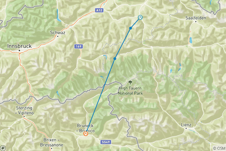 Map of Crossing the Alps from Kitzbühel to South Tyrol - 7 days