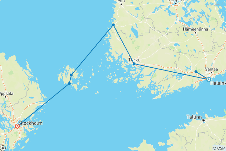 Map of Walking in Finland and Sweden