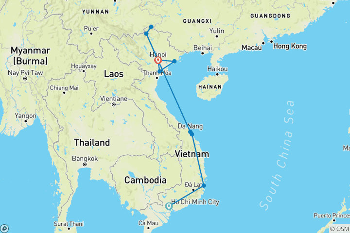 Map of Vietnam Highlights (With Ha Giang Loop, 14 Days)